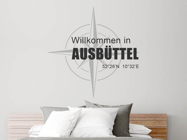 Wandtattoo Willkommen in Ausbüttel mit den Koordinaten 52°26'N 10°32'E