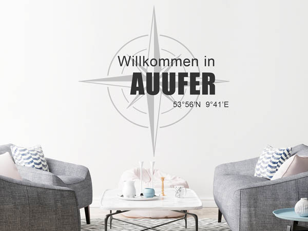 Wandtattoo Willkommen in Auufer mit den Koordinaten 53°56'N 9°41'E