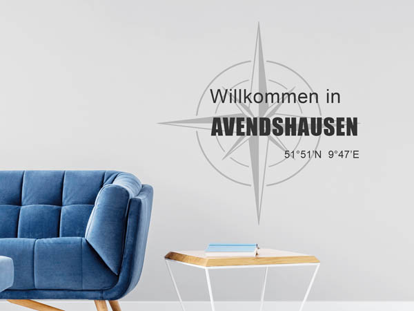 Wandtattoo Willkommen in Avendshausen mit den Koordinaten 51°51'N 9°47'E