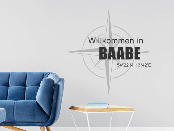 Wandtattoo Willkommen in Baabe mit den Koordinaten 54°22'N 13°42'E