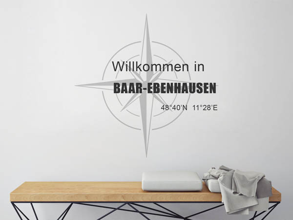 Wandtattoo Willkommen in Baar-Ebenhausen mit den Koordinaten 48°40'N 11°28'E