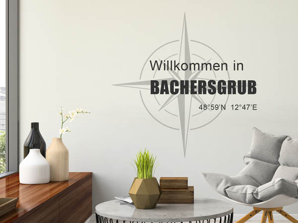 Wandtattoo Willkommen in Bachersgrub mit den Koordinaten 48°59'N 12°47'E