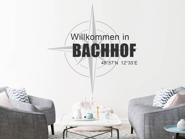 Wandtattoo Willkommen in Bachhof mit den Koordinaten 48°57'N 12°33'E