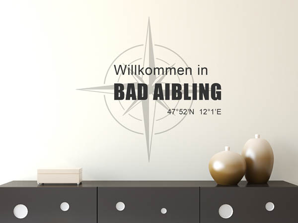 Wandtattoo Willkommen in Bad Aibling mit den Koordinaten 47°52'N 12°1'E