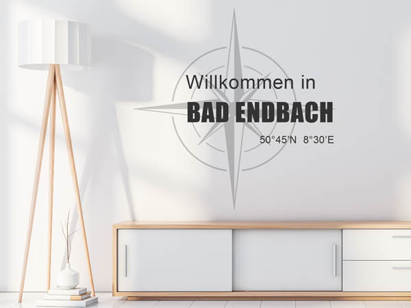 Wandtattoo Willkommen in Bad Endbach mit den Koordinaten 50°45'N 8°30'E