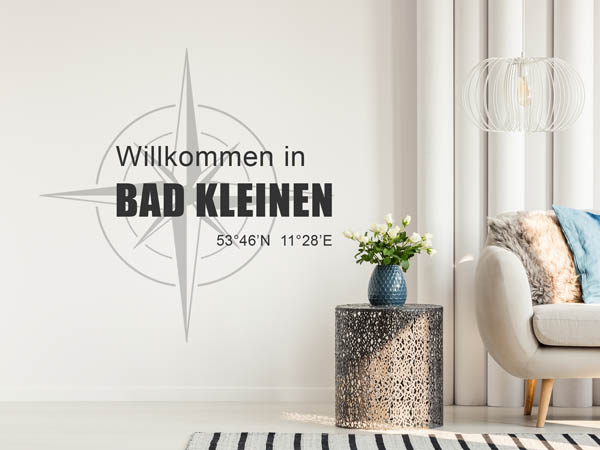 Wandtattoo Willkommen in Bad Kleinen mit den Koordinaten 53°46'N 11°28'E