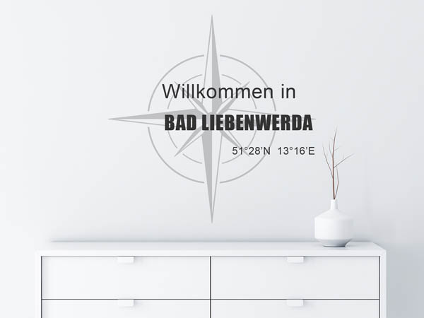 Wandtattoo Willkommen in Bad Liebenwerda mit den Koordinaten 51°28'N 13°16'E
