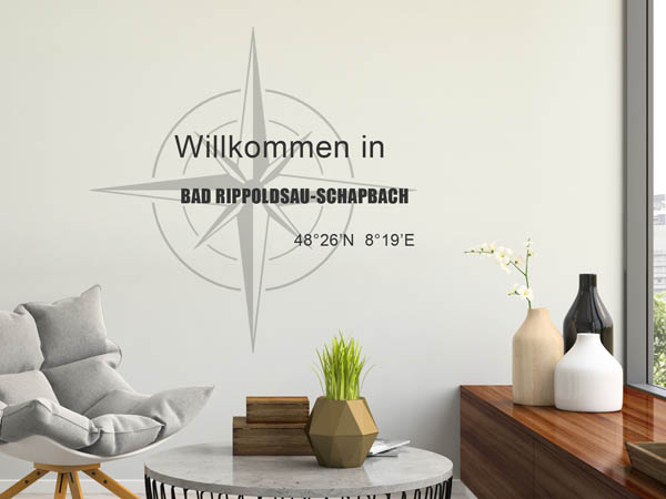 Wandtattoo Willkommen in Bad Rippoldsau-Schapbach mit den Koordinaten 48°26'N 8°19'E