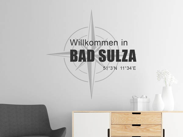 Wandtattoo Willkommen in Bad Sulza mit den Koordinaten 51°3'N 11°34'E