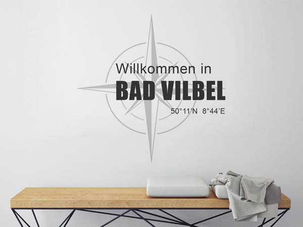 Wandtattoo Willkommen in Bad Vilbel mit den Koordinaten 50°11'N 8°44'E