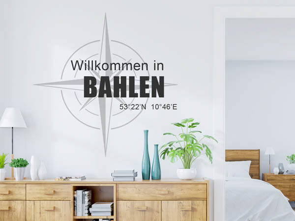 Wandtattoo Willkommen in Bahlen mit den Koordinaten 53°22'N 10°46'E