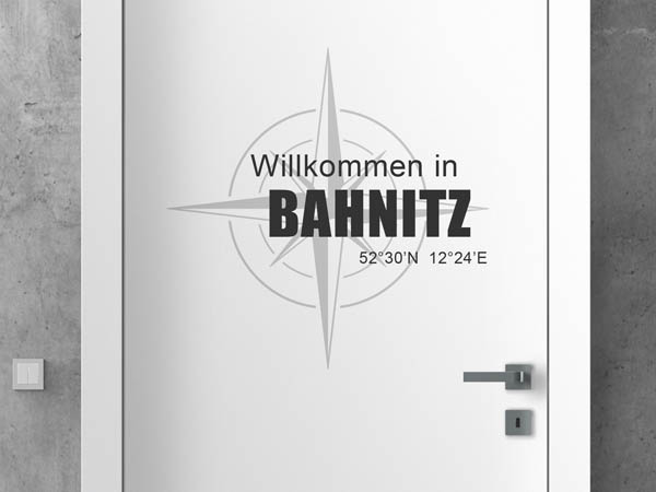 Wandtattoo Willkommen in Bahnitz mit den Koordinaten 52°30'N 12°24'E