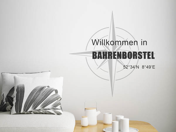 Wandtattoo Willkommen in Bahrenborstel mit den Koordinaten 52°34'N 8°49'E