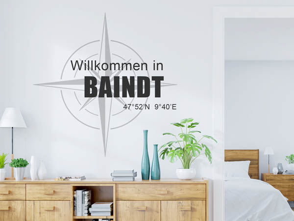 Wandtattoo Willkommen in Baindt mit den Koordinaten 47°52'N 9°40'E