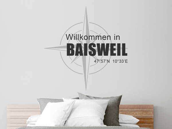 Wandtattoo Willkommen in Baisweil mit den Koordinaten 47°57'N 10°33'E