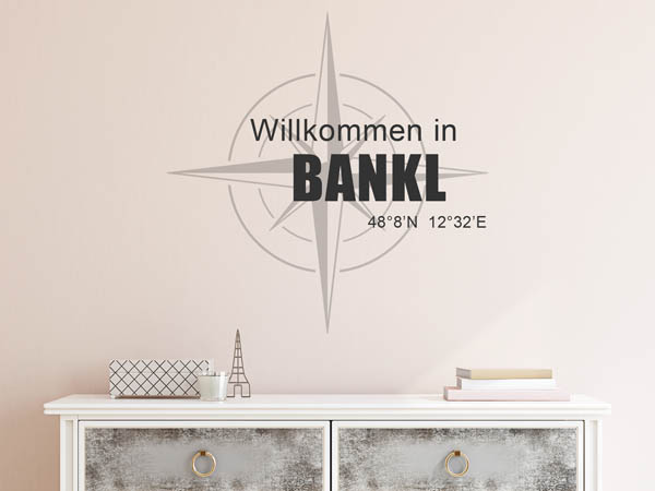 Wandtattoo Willkommen in Bankl mit den Koordinaten 48°8'N 12°32'E