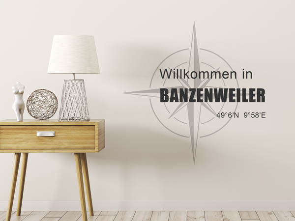 Wandtattoo Willkommen in Banzenweiler mit den Koordinaten 49°6'N 9°58'E