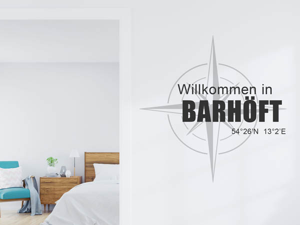 Wandtattoo Willkommen in Barhöft mit den Koordinaten 54°26'N 13°2'E