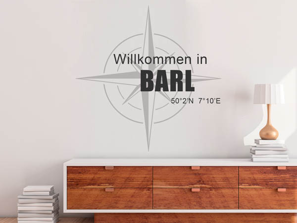 Wandtattoo Willkommen in Barl mit den Koordinaten 50°2'N 7°10'E