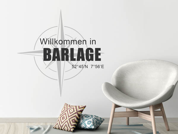 Wandtattoo Willkommen in Barlage mit den Koordinaten 52°45'N 7°56'E