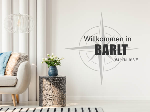 Wandtattoo Willkommen in Barlt mit den Koordinaten 54°1'N 9°3'E