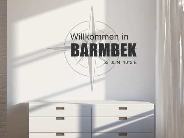 Wandtattoo Willkommen in Barmbek mit den Koordinaten 53°35'N 10°3'E