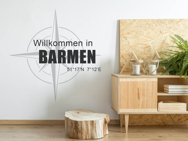 Wandtattoo Willkommen in Barmen mit den Koordinaten 51°17'N 7°12'E