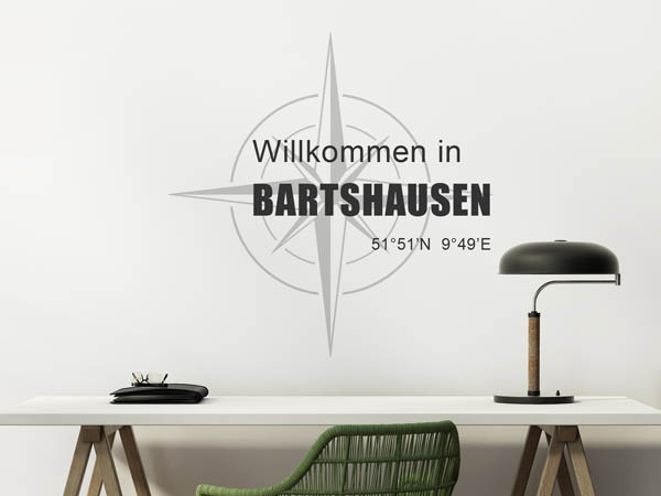Wandtattoo Willkommen in Bartshausen mit den Koordinaten 51°51'N 9°49'E