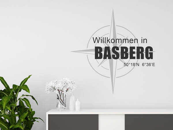 Wandtattoo Willkommen in Basberg mit den Koordinaten 50°18'N 6°36'E