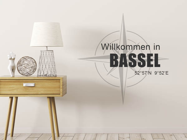 Wandtattoo Willkommen in Bassel mit den Koordinaten 52°57'N 9°52'E