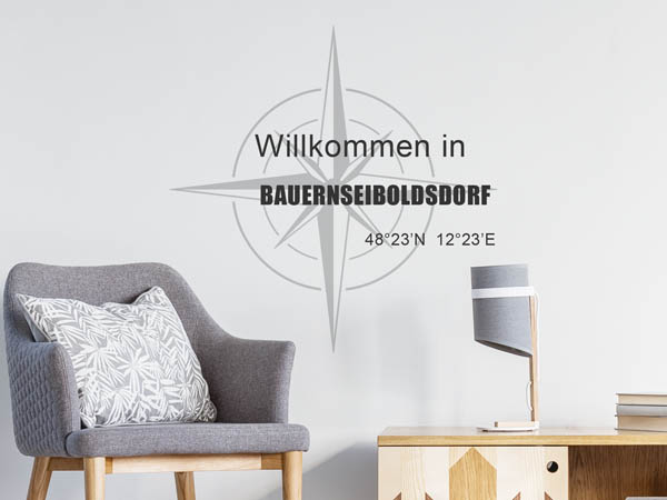 Wandtattoo Willkommen in Bauernseiboldsdorf mit den Koordinaten 48°23'N 12°23'E