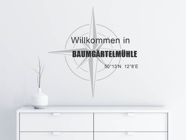 Wandtattoo Willkommen in Baumgärtelmühle mit den Koordinaten 50°13'N 12°8'E