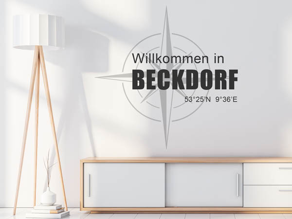 Wandtattoo Willkommen in Beckdorf mit den Koordinaten 53°25'N 9°36'E