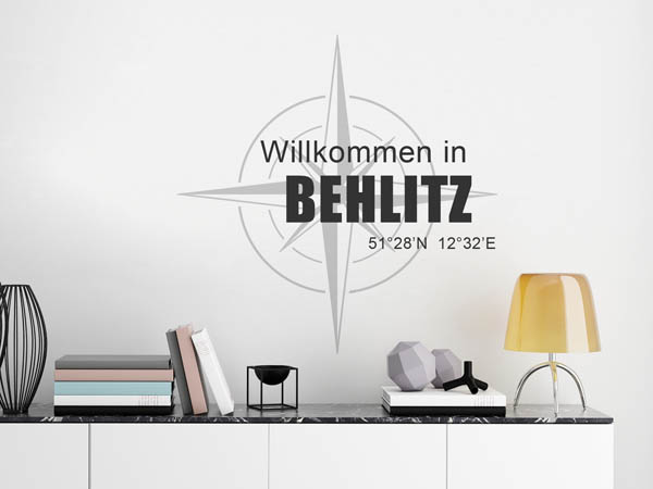 Wandtattoo Willkommen in Behlitz mit den Koordinaten 51°28'N 12°32'E