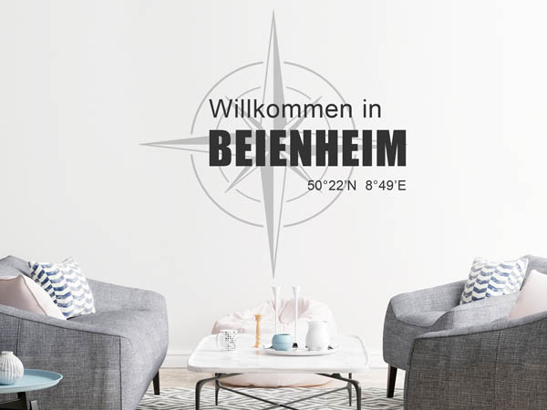 Wandtattoo Willkommen in Beienheim mit den Koordinaten 50°22'N 8°49'E