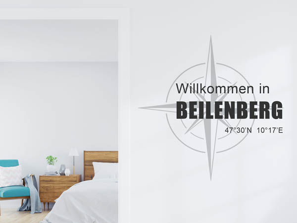 Wandtattoo Willkommen in Beilenberg mit den Koordinaten 47°30'N 10°17'E