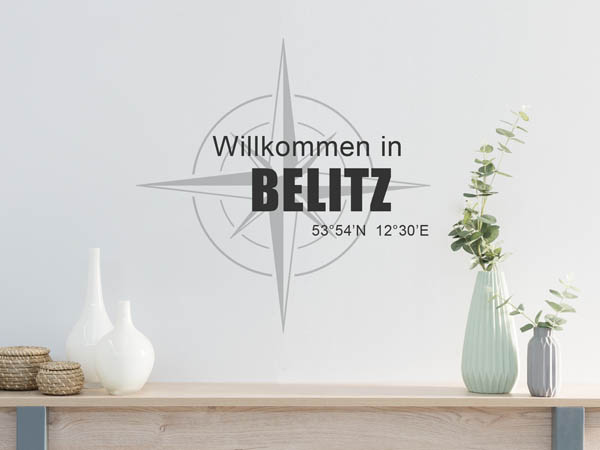 Wandtattoo Willkommen in Belitz mit den Koordinaten 53°54'N 12°30'E