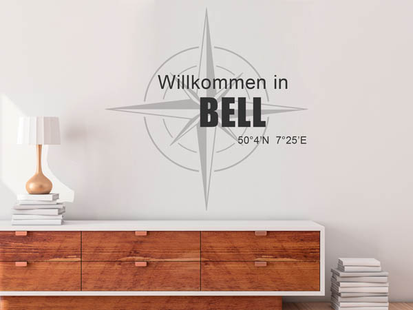 Wandtattoo Willkommen in Bell mit den Koordinaten 50°4'N 7°25'E