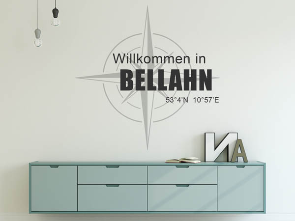 Wandtattoo Willkommen in Bellahn mit den Koordinaten 53°4'N 10°57'E