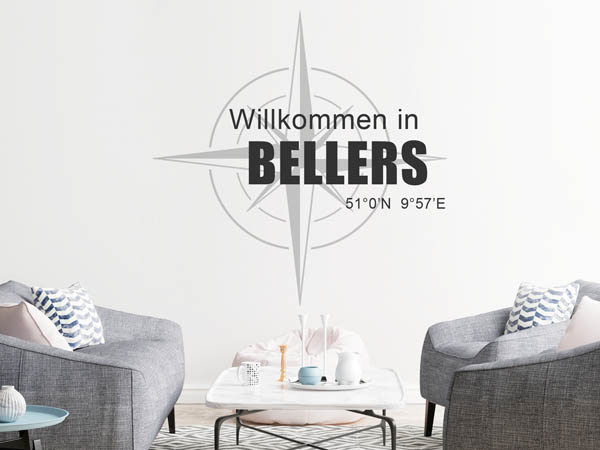 Wandtattoo Willkommen in Bellers mit den Koordinaten 51°0'N 9°57'E