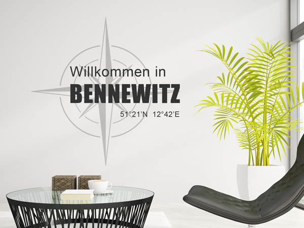 Wandtattoo Willkommen in Bennewitz mit den Koordinaten 51°21'N 12°42'E