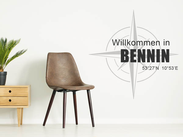 Wandtattoo Willkommen in Bennin mit den Koordinaten 53°27'N 10°53'E