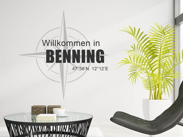 Wandtattoo Willkommen in Benning mit den Koordinaten 47°56'N 12°12'E