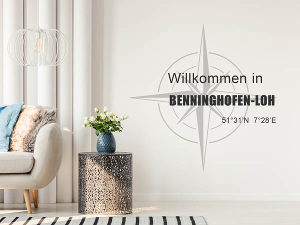 Wandtattoo Willkommen in Benninghofen-Loh mit den Koordinaten 51°31'N 7°28'E