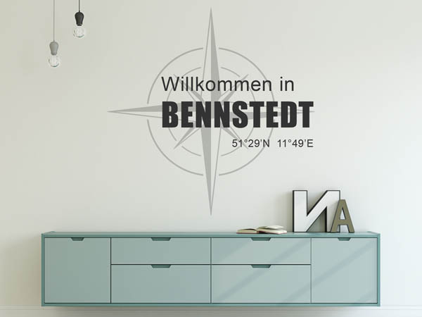 Wandtattoo Willkommen in Bennstedt mit den Koordinaten 51°29'N 11°49'E