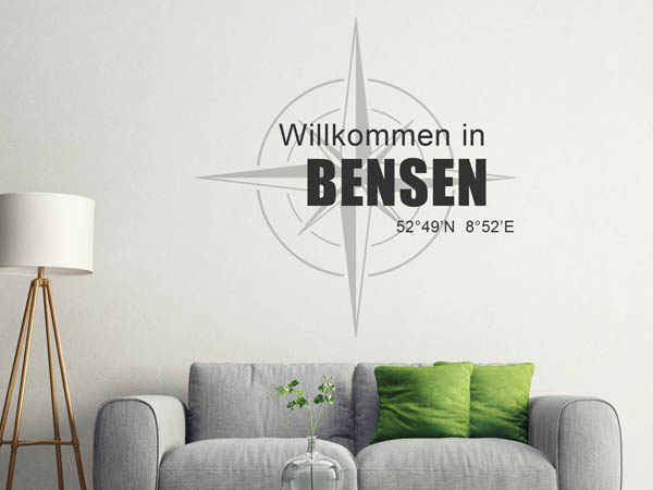 Wandtattoo Willkommen in Bensen mit den Koordinaten 52°49'N 8°52'E