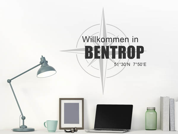 Wandtattoo Willkommen in Bentrop mit den Koordinaten 51°30'N 7°50'E