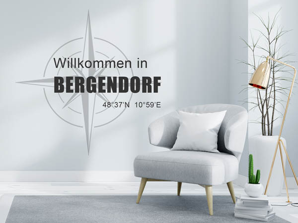 Wandtattoo Willkommen in Bergendorf mit den Koordinaten 48°37'N 10°59'E