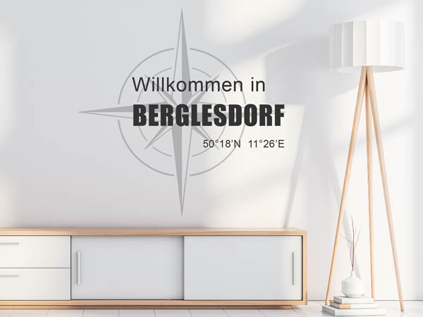 Wandtattoo Willkommen in Berglesdorf mit den Koordinaten 50°18'N 11°26'E