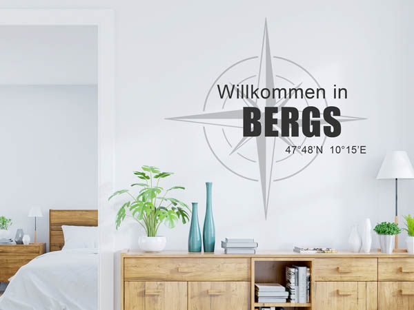 Wandtattoo Willkommen in Bergs mit den Koordinaten 47°48'N 10°15'E